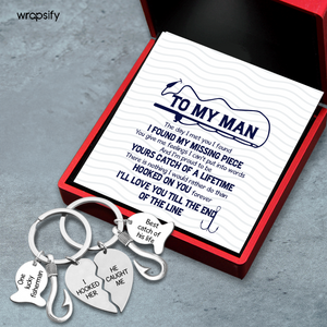 Fishing Heart Puzzle Keychains - Fishing - To My Man - I Found My Missing Piece - Gkbn26009