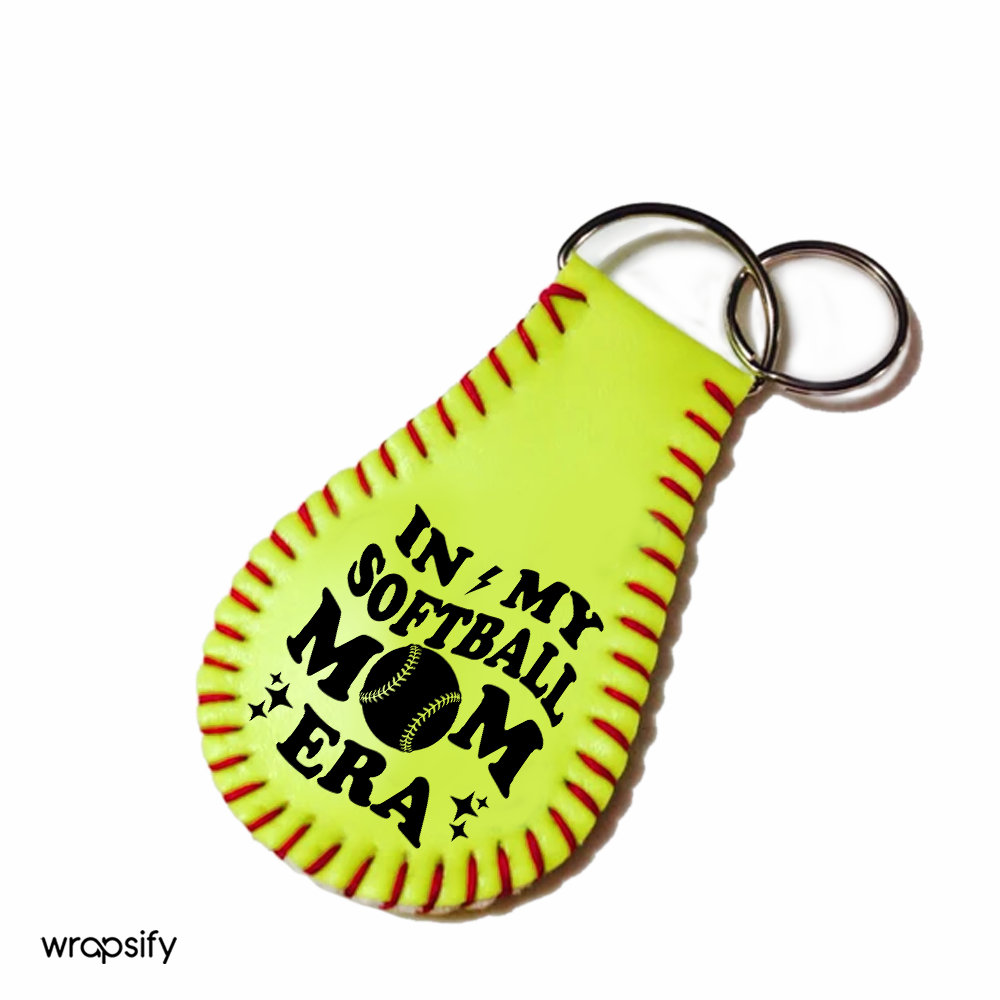 Handmade Leather Softball Keychain - Softball - To My Mom - In My Softball Mom Era - Gkqc19008