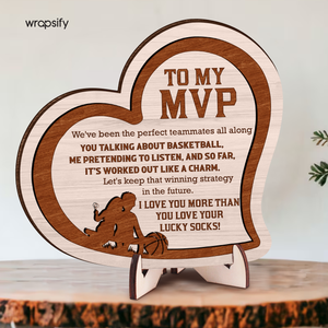 Wooden Heart Sign - Basketball - To My Man - I Love You - Gan26008