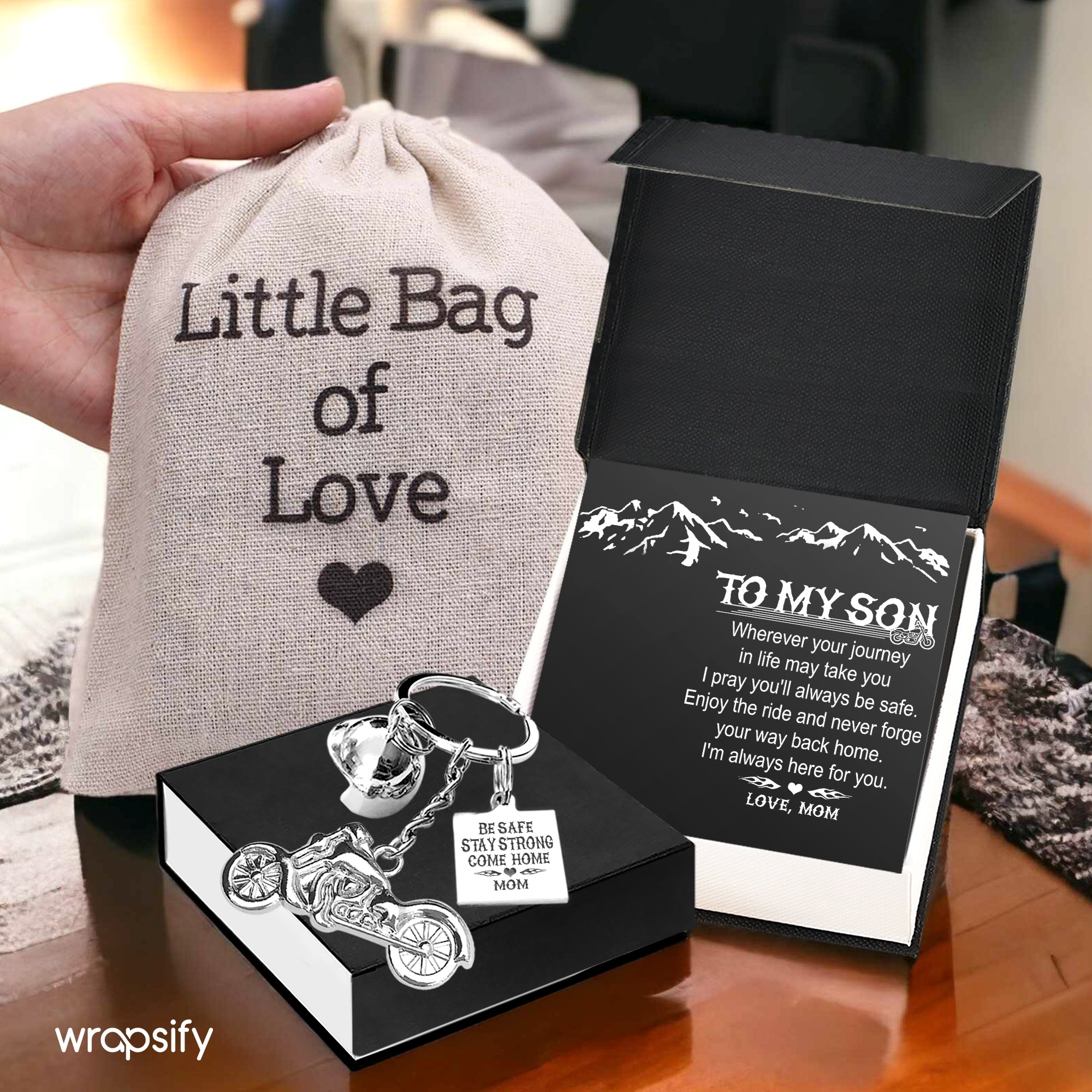 Classic Bike Keychain - To My Son from Mom -Be safe, stay strong, come home - Gkt16004