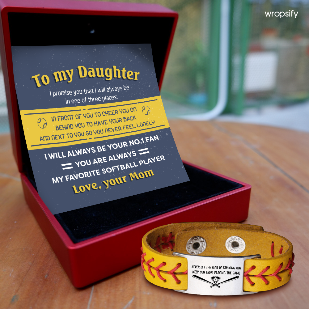 Personalized Softball Bracelet - Softball - To My Daughter - From Mom - I Will Always Behind You - Gbzk17003