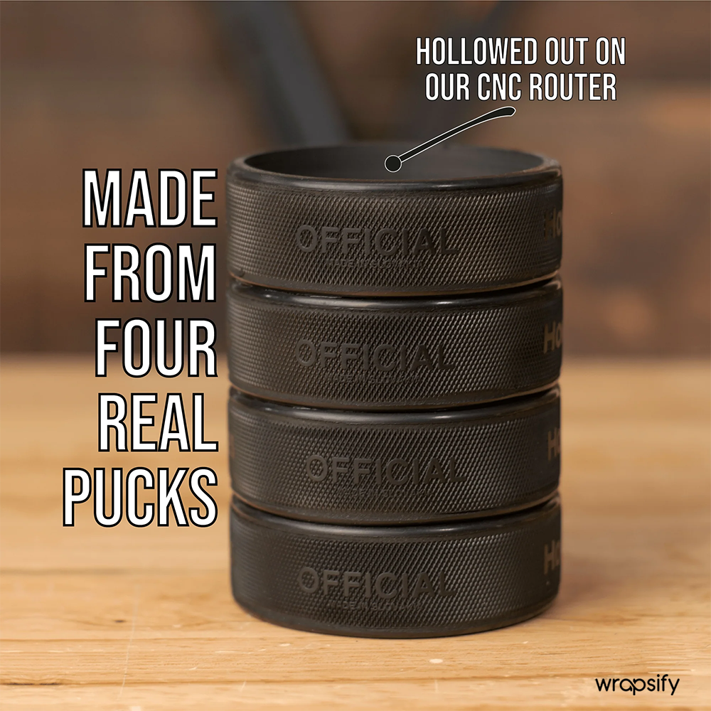 Hockey Can Cooler - Made from Real Pucks -  For Hockey Fan - Gawd
