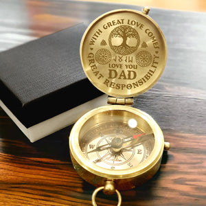 Engraved Compass - Viking - To My Dad - With Great Love Comes Great Responsibility - Gpb18042