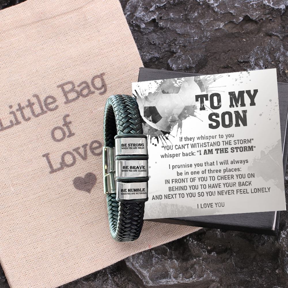 Personalized Leather Bracelet - Soccer - To My Son - You Can't Withstand The Storm - Gbzl16049