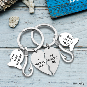 Fishing Heart Puzzle Keychains - Fishing - To My Man - I Found My Missing Piece - Gkbn26009