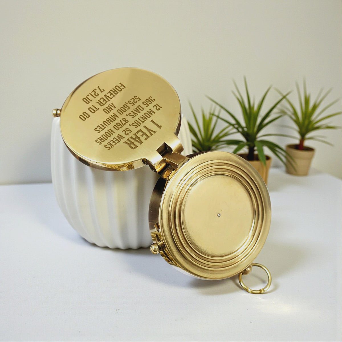 Personalized Engraved Bronze Compass - Handmade 1 year Anniversary Gift for Couples | Custom Name, Date - Gpb26264
