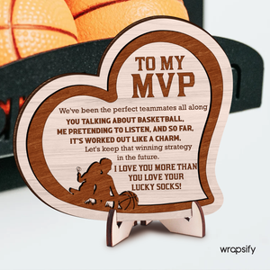 Wooden Heart Sign - Basketball - To My Man - I Love You - Gan26008