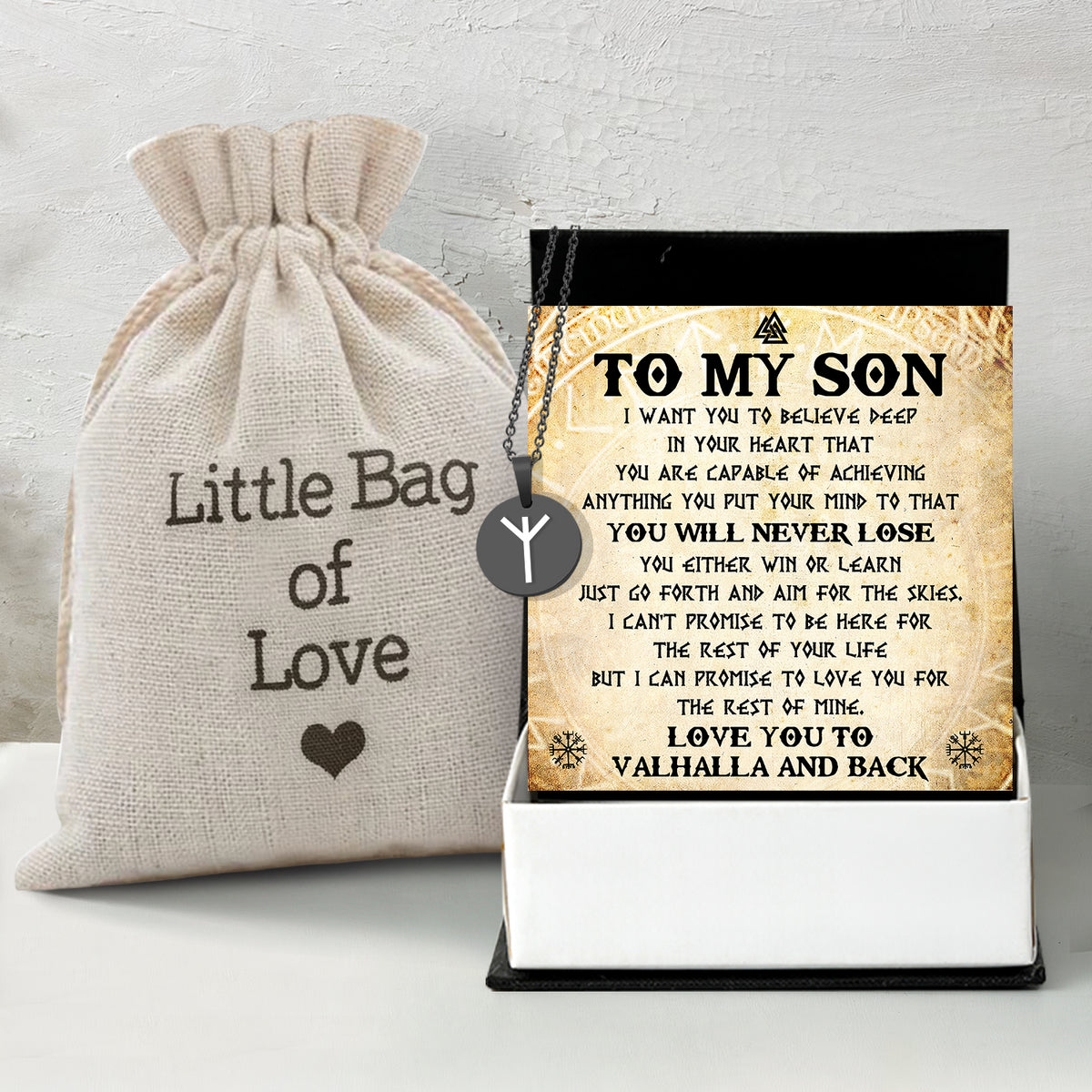 Strength & Protection Rune Necklace - Viking - To My Son - I Love You To Valhalla And Back - Gawi16002