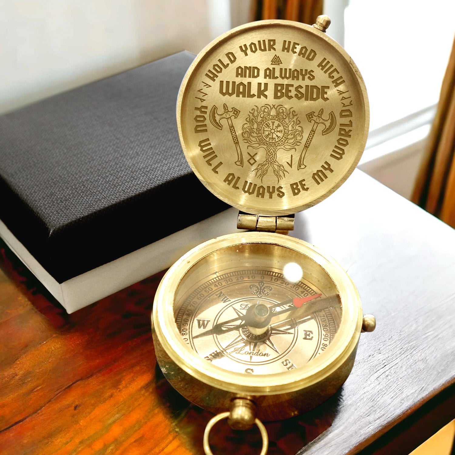 Engraved Compass - Viking - To My Dad - You Will Always Be My World - Gpb18043