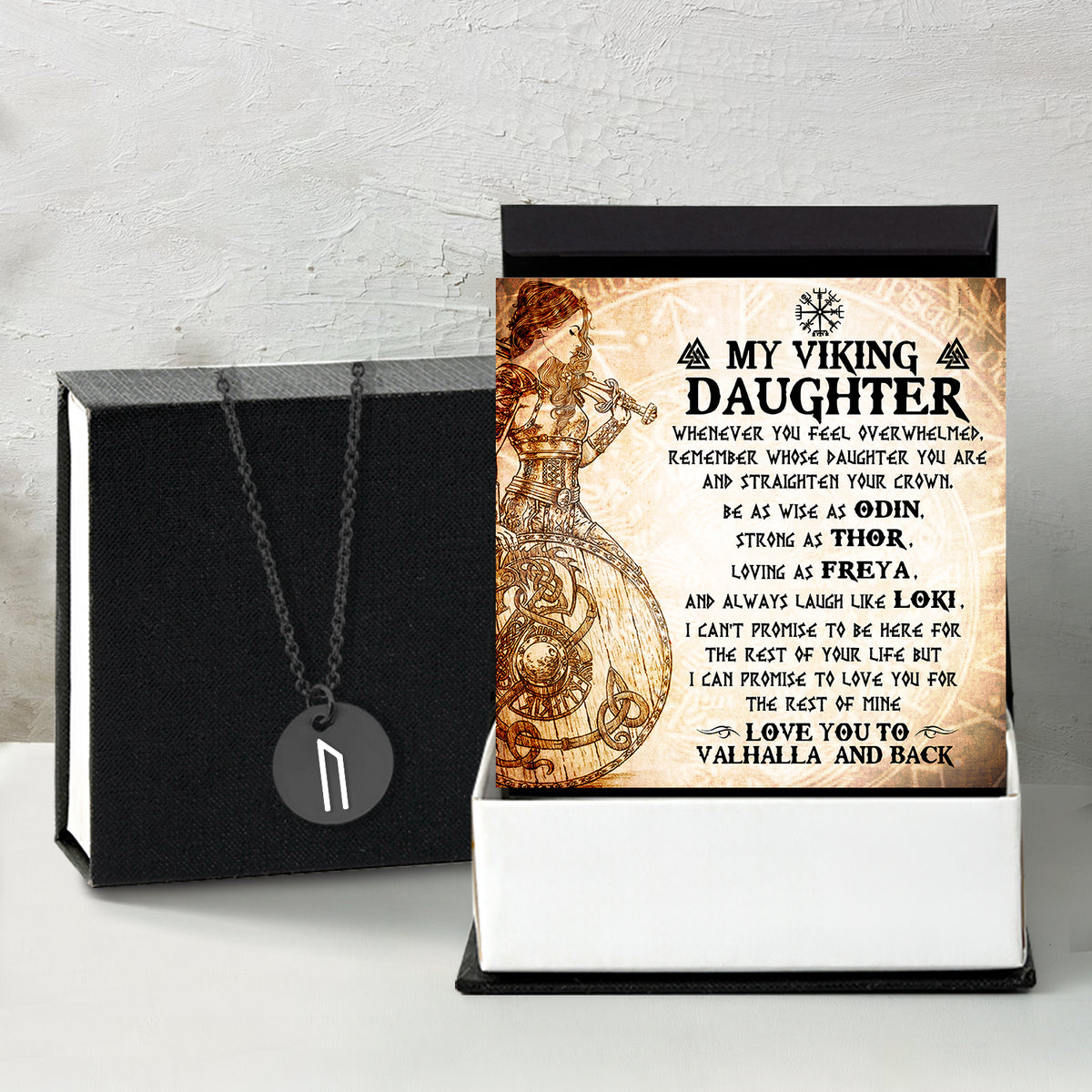 Strength & Protection Rune Necklace - Viking - To My Viking Daughter - Remember Whose Daughter You Are - Gawi17003