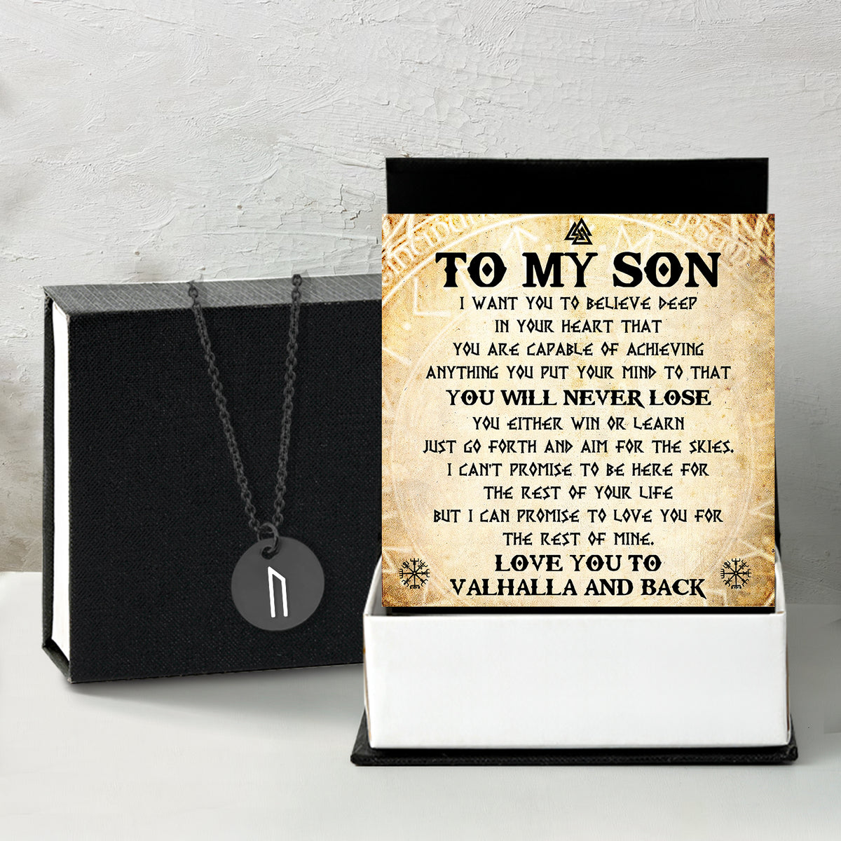 Strength & Protection Rune Necklace - Viking - To My Son - I Love You To Valhalla And Back - Gawi16002