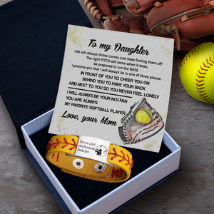 Wrapsify Personalized Softball Bracelet Sporting Goods Athletics - Softball Gift For Daughter From Mom - Your No.1 Fan - Gbzk17001