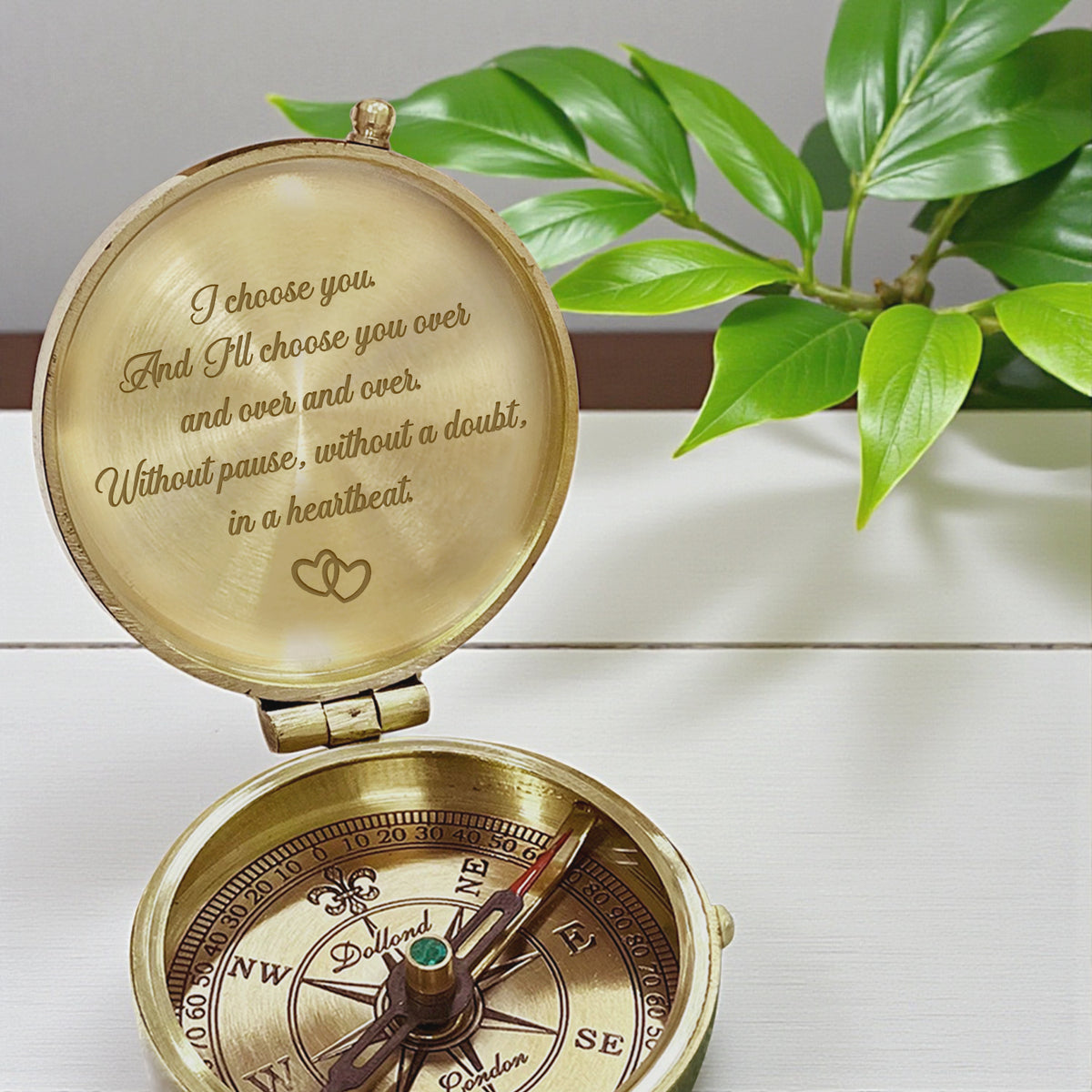 Personalized Engraved Bronze Compass - Handmade 1 year Anniversary Gift for Couples | Custom Name, Date - Gpb26261