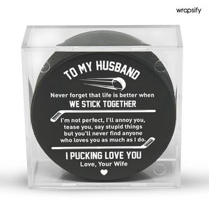 Hockey Puck - Hockey - To My Husband - We Stick Together - Gai14003