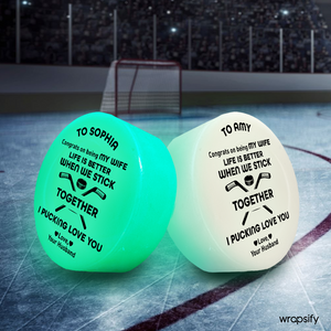 Personalized Glowing Puck - Hockey - Congrats On Being My Wife - Gaw15001