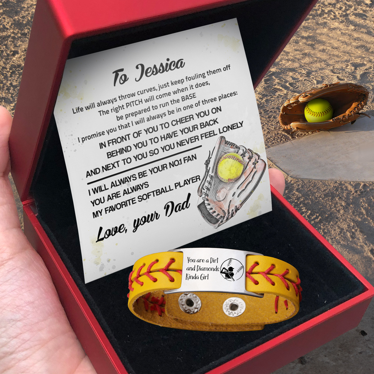 Personalized Softball Bracelet - Softball - To My Daughter - From Dad - My Favorite Softball Player - Gbzk17002