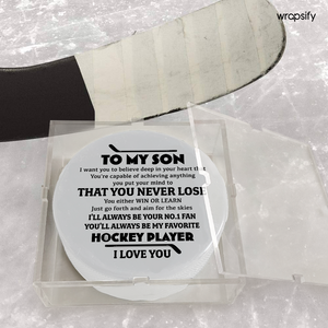 Celebrate Your Special Bond - An Exclusive Custom Hockey Puck for Son - Gai16018