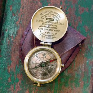 Personalized Engraved Compass - To My Grandson, I Pray You'll Always Be Safe - Love, Grandpa - Gpb22004