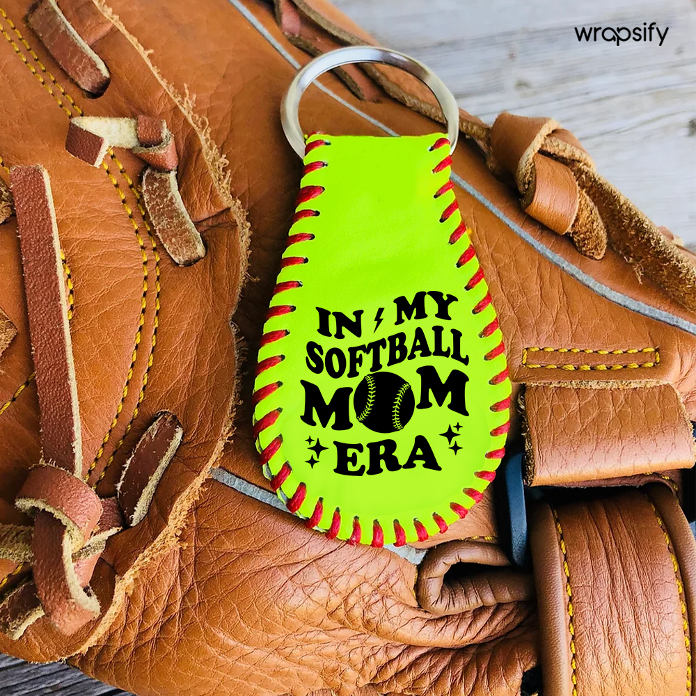 Handmade Leather Softball Keychain - Softball - To My Mom - In My Softball Mom Era - Gkqc19008