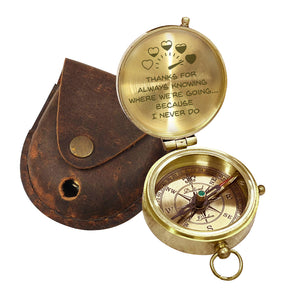 Engraved Compass - Family - To My Love - Thanks For Always Knowing Where We're Going - Gpb26221