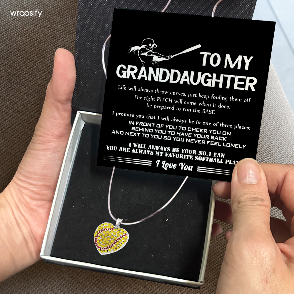Personalized New Softball Heart Necklace - Softball - To My Granddaughter - I Will Always Be Your No.1 Fan - Gnep23004