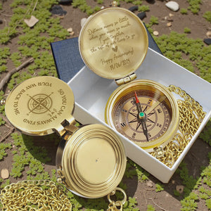 Personalized Engraved Bronze Compass - Handmade 1 year Anniversary Gift for Couples | Custom Name, Date - Gpb26262