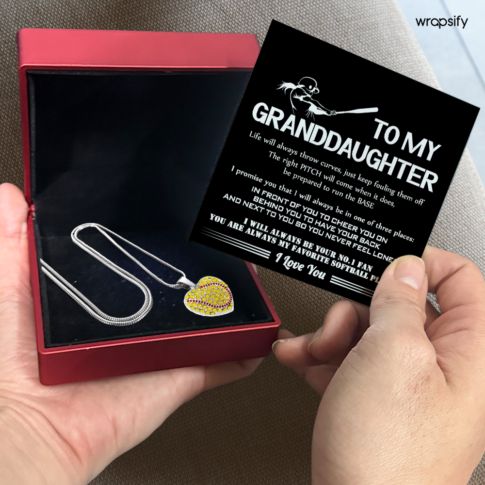 Personalized New Softball Heart Necklace - Softball - To My Granddaughter - I Will Always Be Your No.1 Fan - Gnep23004
