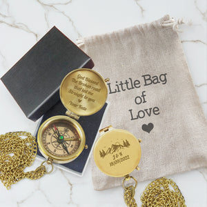 Personalized Engraved Bronze Compass - Handmade 1 year Anniversary Gift for Couples | Custom Name, Date - Gpb26272
