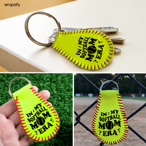 Handmade Leather Softball Keychain - Softball - To My Mom - In My Softball Mom Era - Gkqc19008