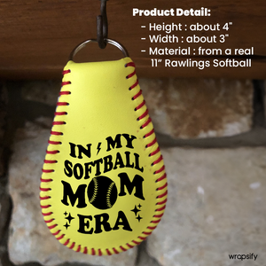 Handmade Leather Softball Keychain - Softball - To My Mom - In My Softball Mom Era - Gkqc19008