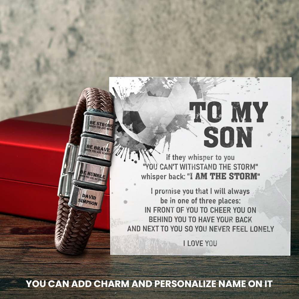 Personalized Leather Bracelet - Soccer - To My Son - You Can't Withstand The Storm - Gbzl16049