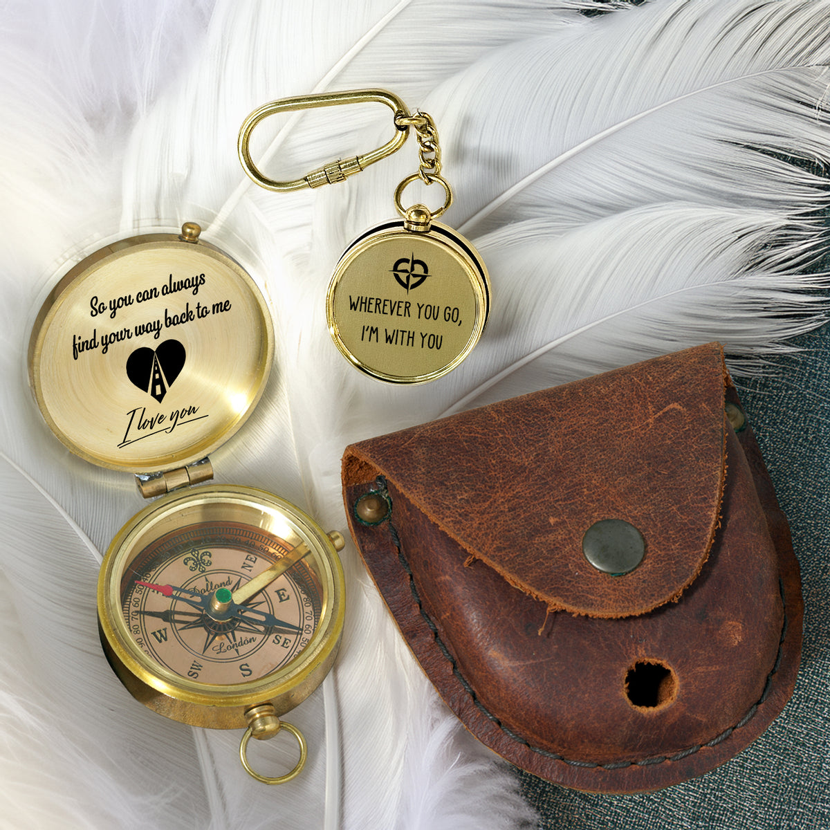 Combo Personalized Engraved Compass and Keychain - To My Loved One - Gpc14001