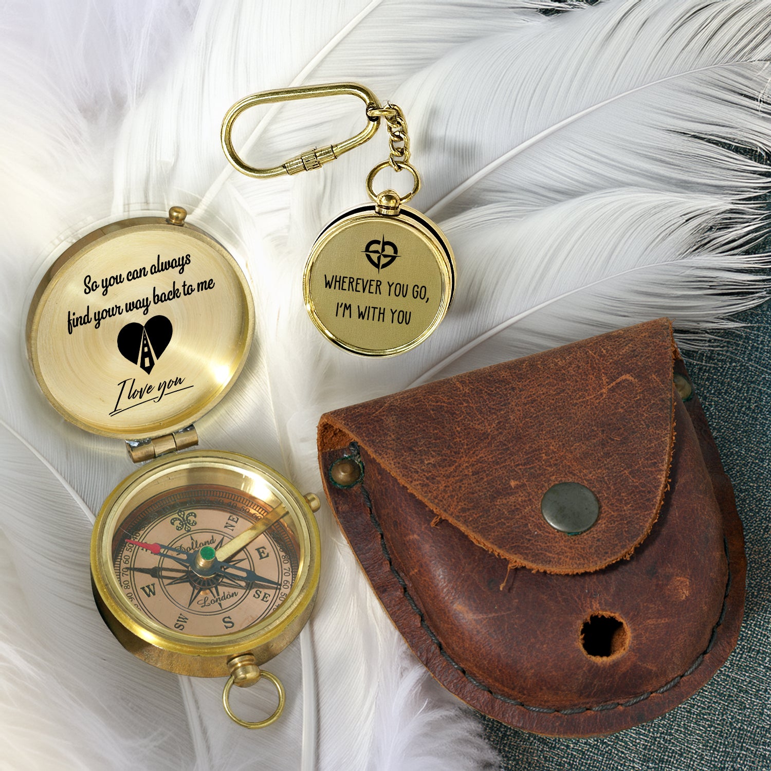 Combo Personalized Engraved Compass and Keychain - To My Loved One - Gpc14001