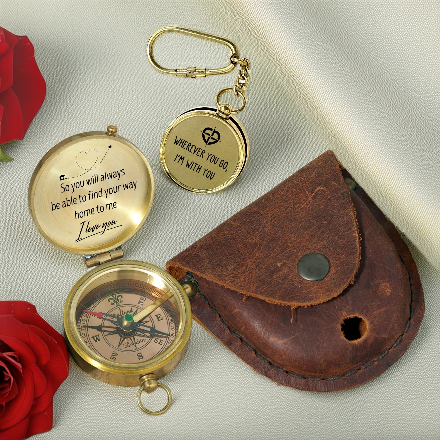 Combo Personalized Engraved Compass and Keychain - To My Soulmate - Gpc14002
