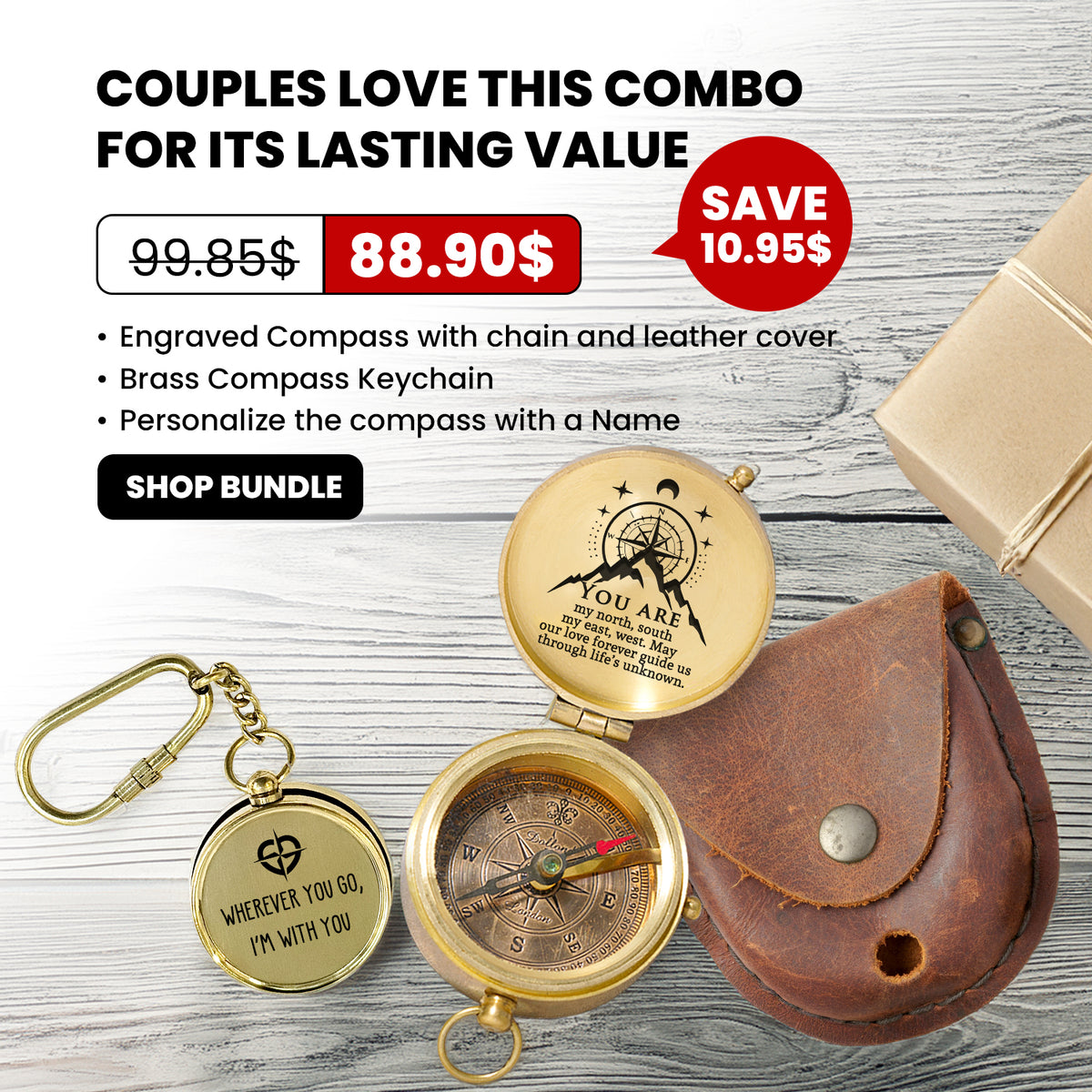 Combo Personalized Engraved Compass and Keychain - To My Loved One - Gpc26001