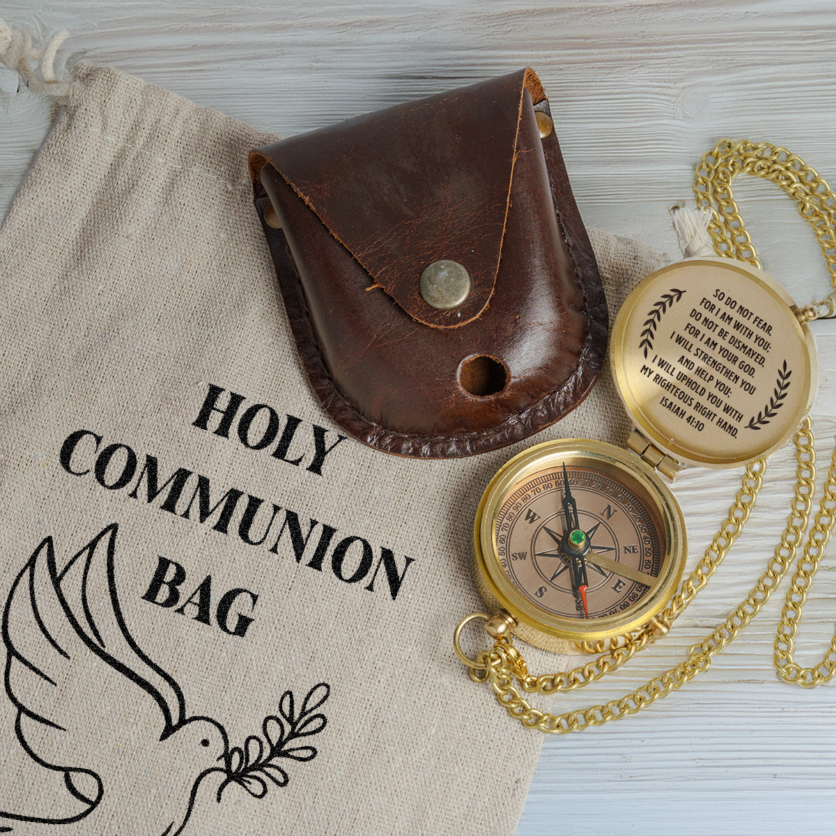 One Step with Faith, Forever Guided - I Will Strengthen You And Help You - Baptism & Communion Compass - Gpb16090
