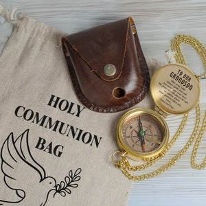 One Step with Faith, Forever Guided - May Your Faith Always Guide You - Baptism & Communion Compass + Free Personalized Communion Bag - Gpb22021