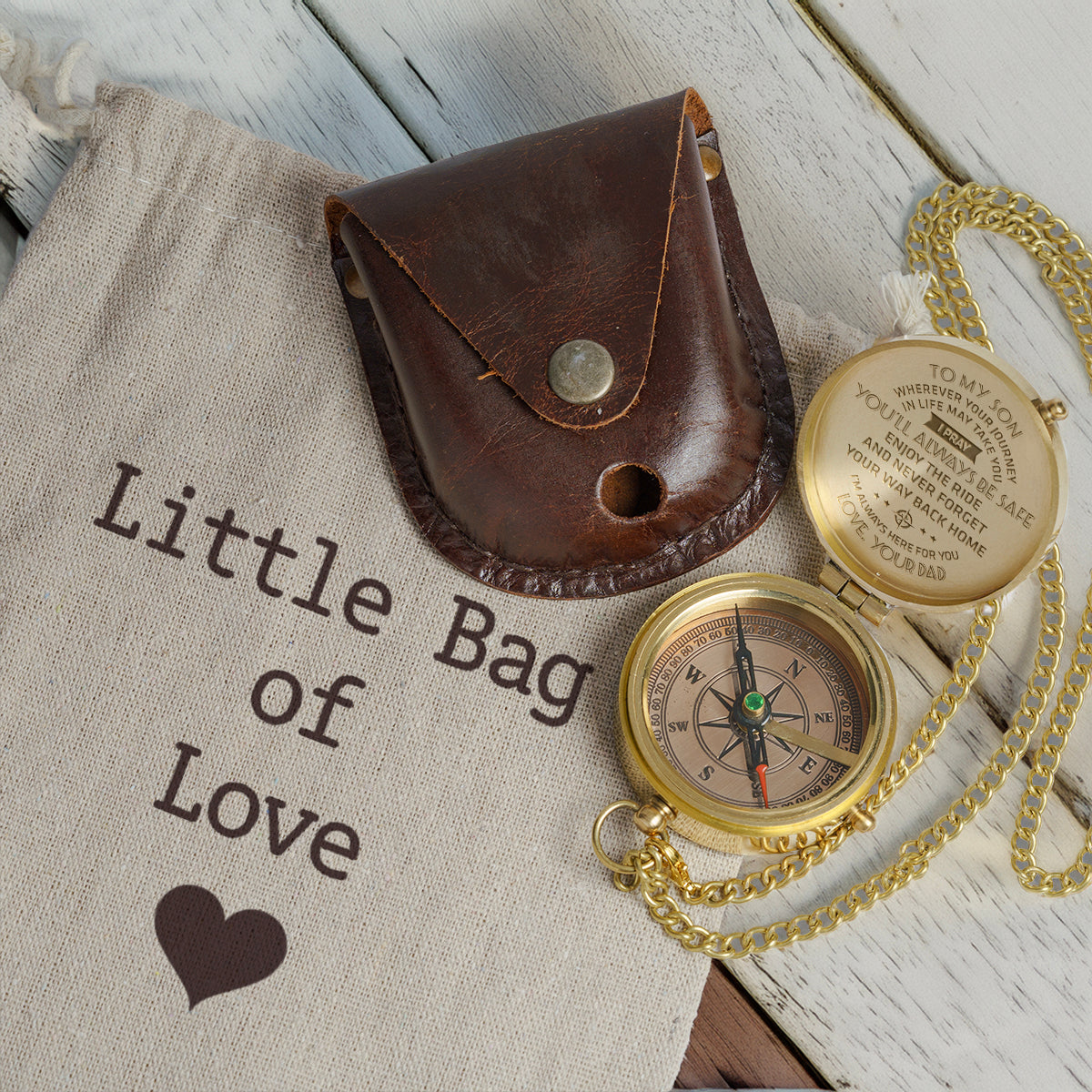 Personalized Engraved Compass - To My Son, I Pray You'll Always Be Safe - Love, Your Dad - Gpb16003