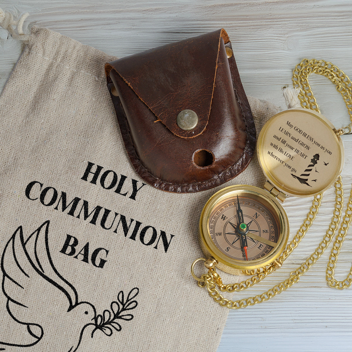 One Step with Faith, Forever Guided - May God Bless You - Baptism & Communion Compass - Gpb16096