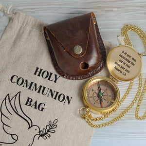 One Step with Faith, Forever Guided - In All Your Ways Acknowledge Him - Baptism & Communion Compass + Free Personalized Communion Bag - Gpb16081