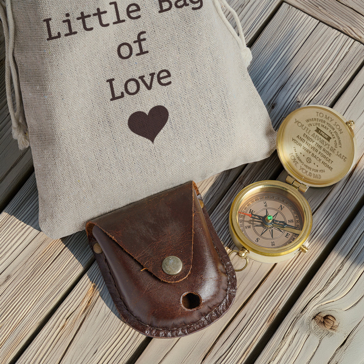 Personalized Engraved Compass - To My Son, I Pray You'll Always Be Safe - Love, Your Dad - Gpb16003