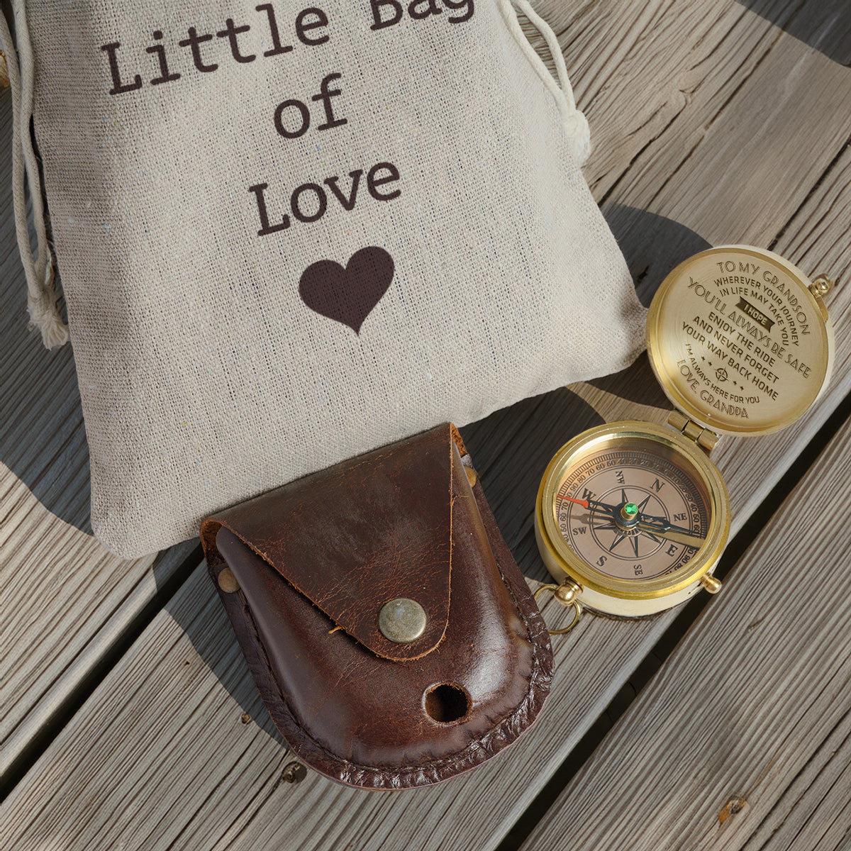 Personalized Engraved Compass - Family - To My Grandson - From Grandpa - I Hope You Will Always Be Safe - Gpb22008