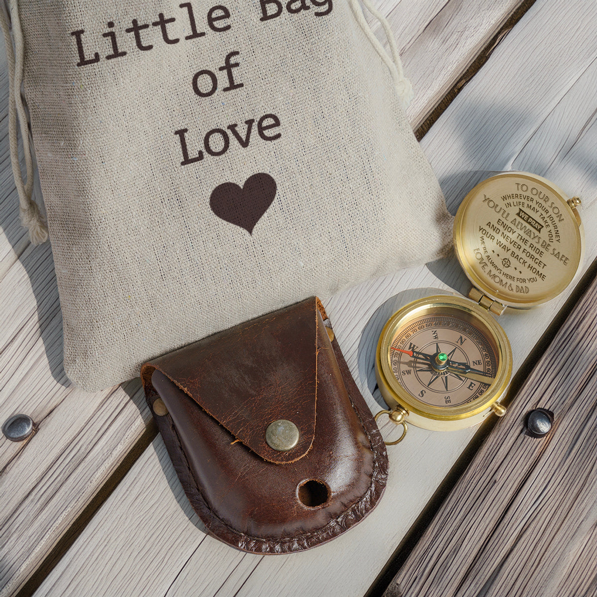 Personalized Engraved Compass - Family - To Our Son - We Pray You'll Always Be Safe - Gpb16010