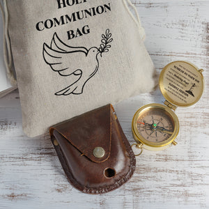One Step with Faith, Forever Guided - Whenever You Pray Heaven To Hear You - Baptism & Communion Compass + Free Personalized Communion Bag - Gpb16085