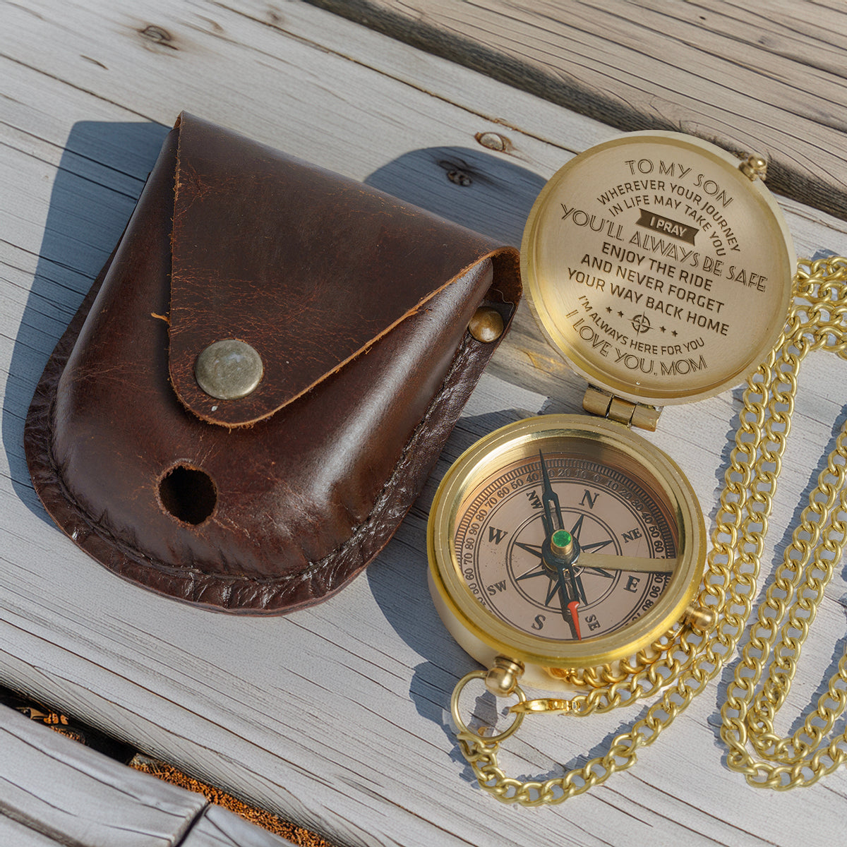 Personalized Engraved Compass - Family - To My Son - From Mom - I Pray You'll Always Be Safe - Gpb16025