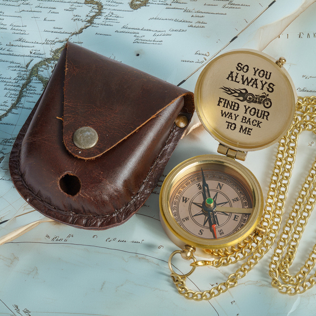 Personalized Motorcycle Compass Gift - When The Road Separates You, This Keeps You Close - Gpb26001