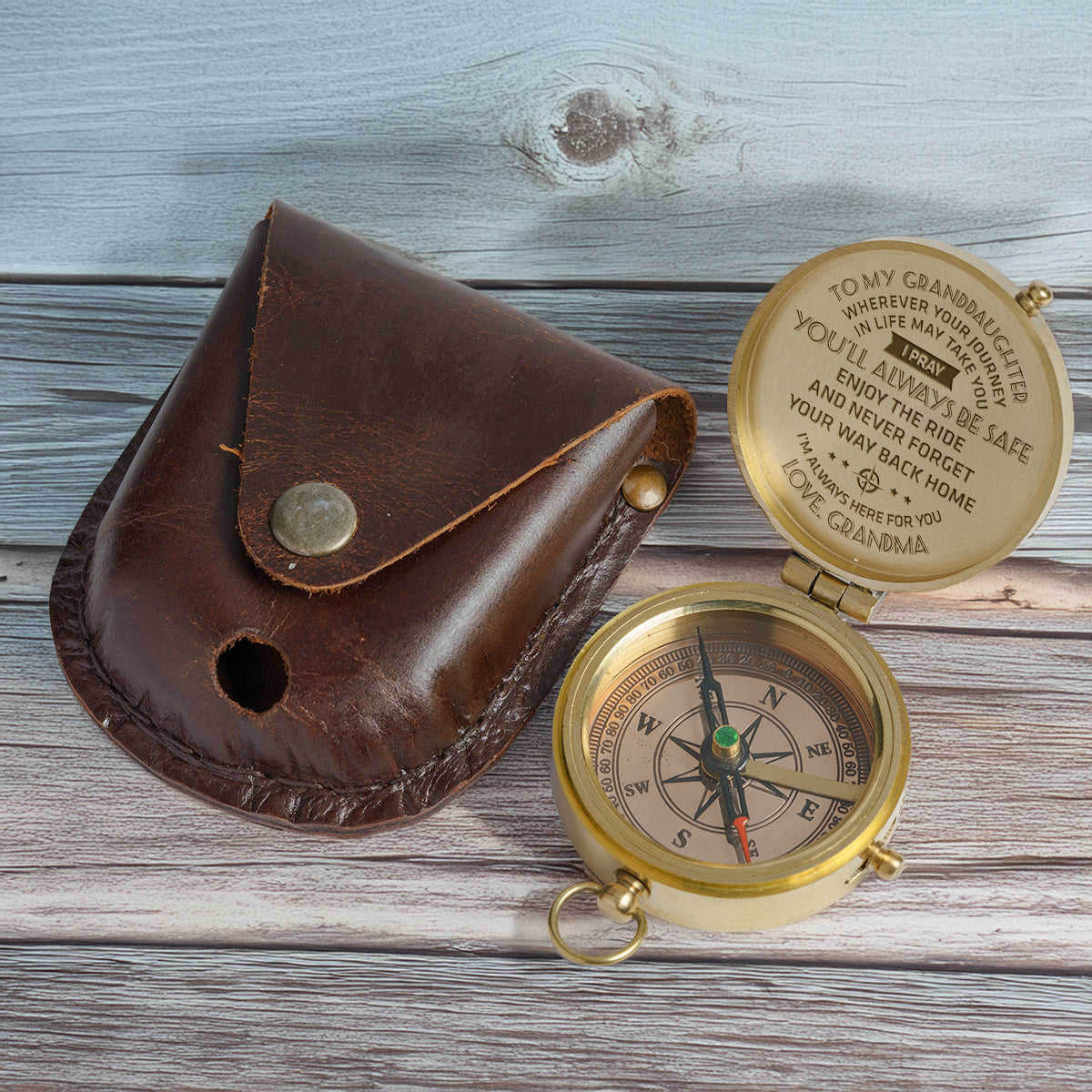Personalized Engraved Compass - Family - To My Granddaughter - From Grandma - I Pray You'll Always Be Safe - Gpb23005