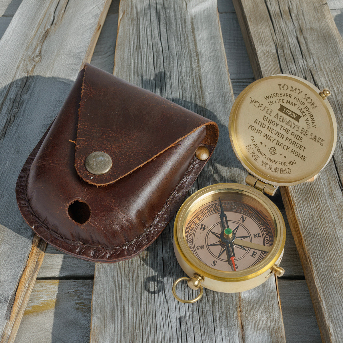 Personalized Engraved Compass - To My Son, I Pray You'll Always Be Safe - Love, Your Dad - Gpb16003