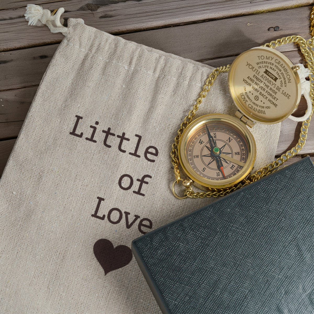 Personalized Engraved Compass - Family - To My Grandson - From Grandpa - I Hope You Will Always Be Safe - Gpb22008