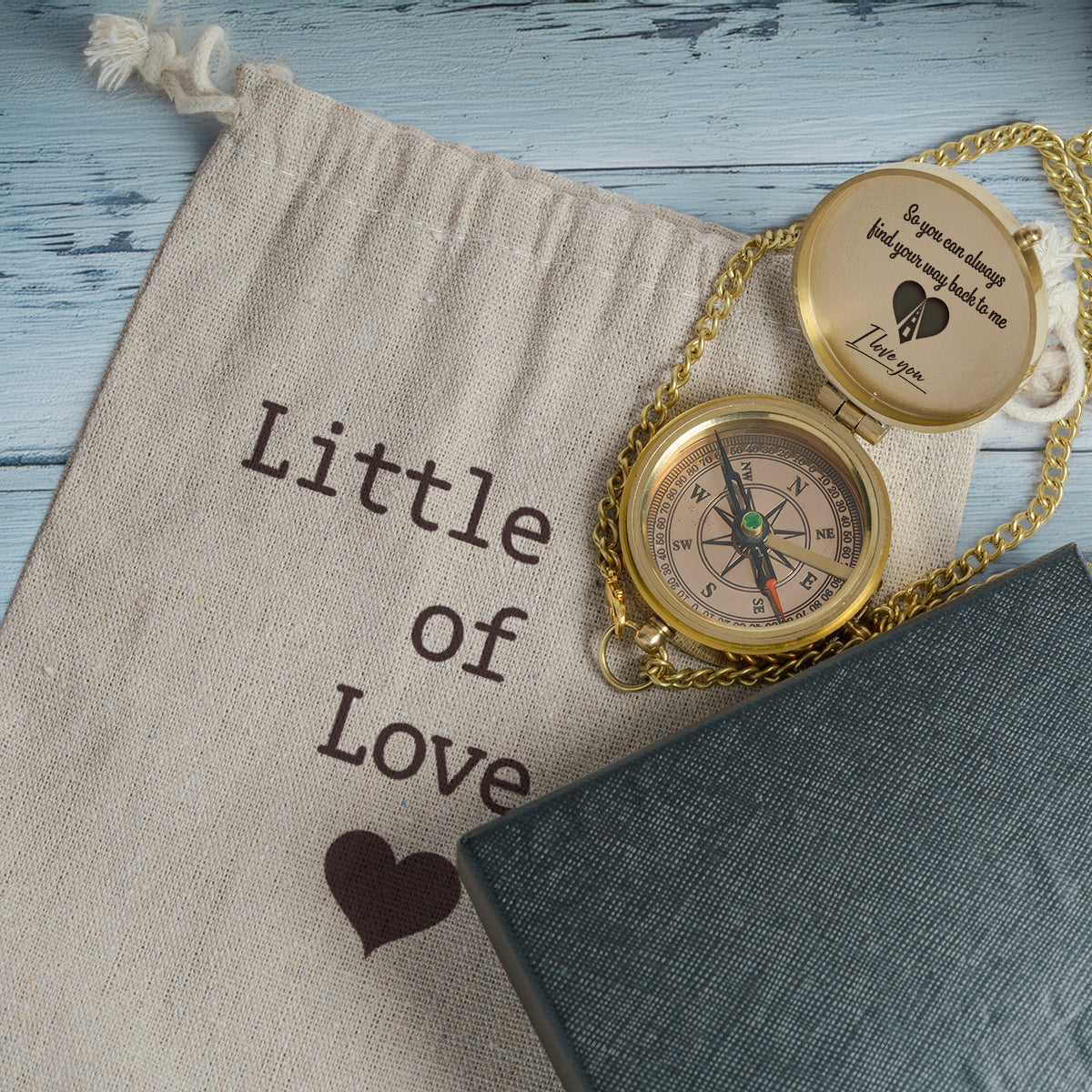 Personalized Compass Gift - So When You're Not Around To Say 'I Love You' This Compass Says It For You - Gpb14001